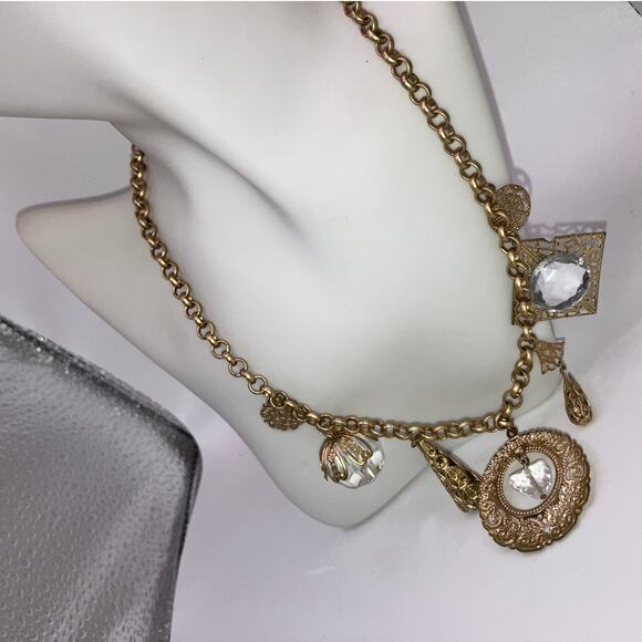 Vintage Filigree Charms Gold-Tone 18 1/8" Necklace! - Picture 3 of 16